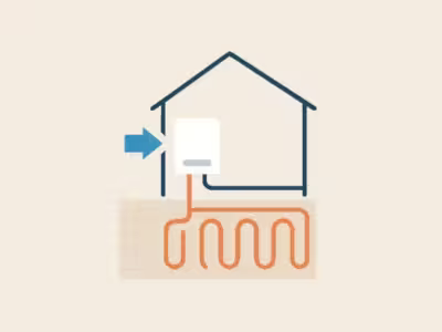 Una dibujo de una casa con suelo radiante