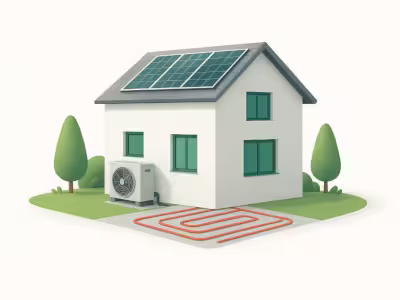 Un dibujo de una casa en el que se ve un fragmento del suelo radiante