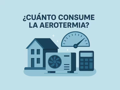 Un dibujo de una casa, una factura y un medidor de consumo.