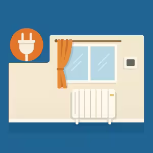 Representación del interior de un hogar con calefacción eléctrica tradicional