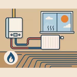 Representación de un hogar con calefacción de gas natural