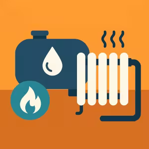 Una representación del interior de un hogar con calefacción de gasoil